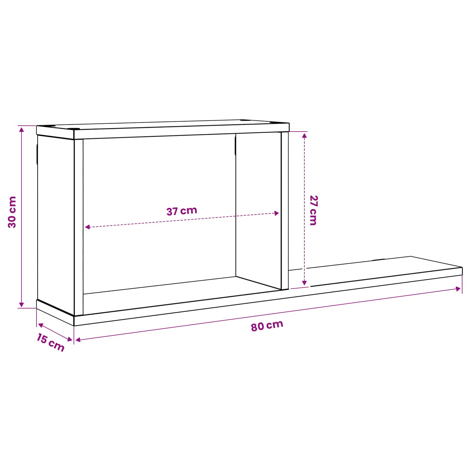Plutajuće police Crni hrast 80 x 15 x 30 cm Konstruirano drvo
