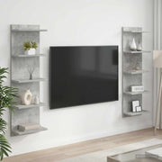 Polica na zidu 2 kom. Betonska siva 30 x 15 x 100 cm