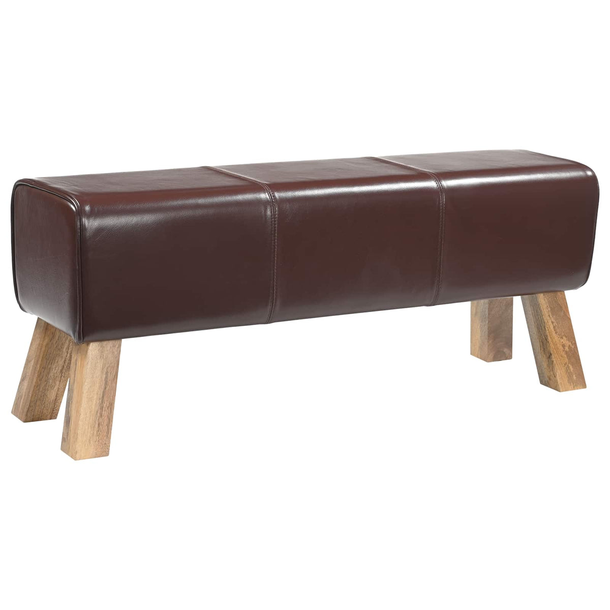 klupa 110 x 30 x 45 cm Prava koža Tamno smeđa