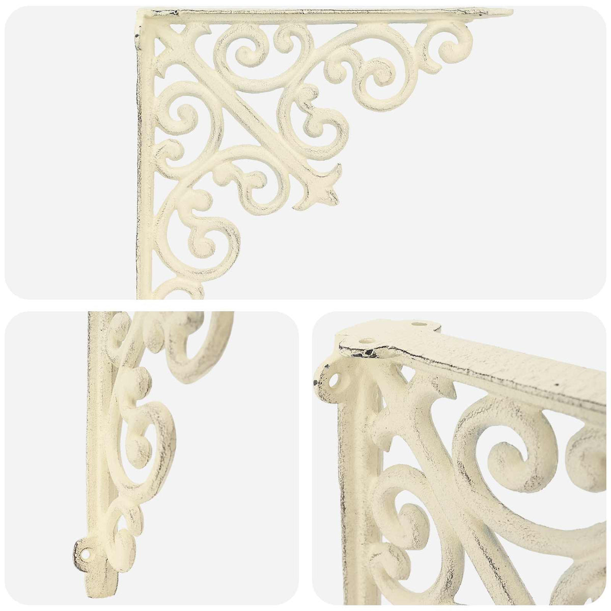 Nosači za zidne police 12 kom. Antič White 24 x 24 x 3,5 cm