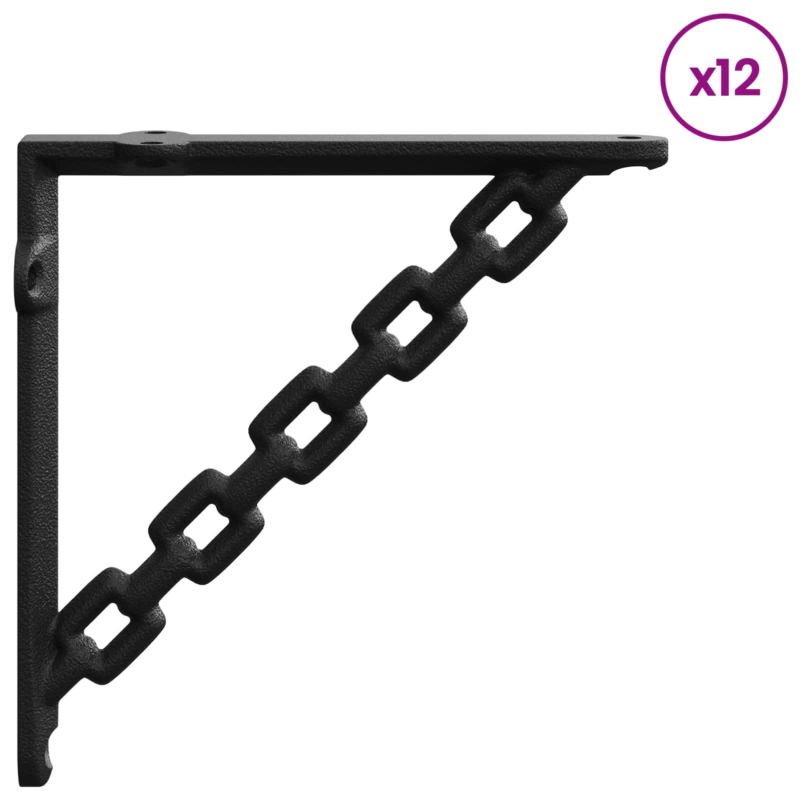 Nosači za zidne police 12 kom. Crna 10.5 x 10.5 x 3 cm Čelik