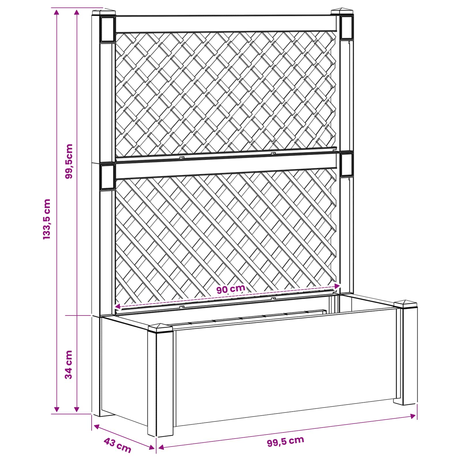 Velika s osvrtom Antracit 99,5 x 43 x 133,5 cm PP