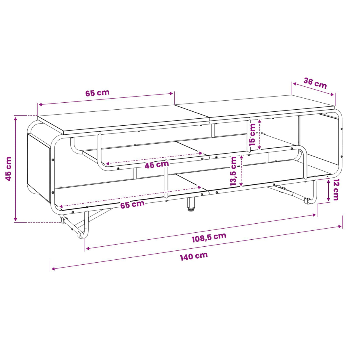 TV stalak 140 x 36 x 45 cm Staro drvo Konstruirano drvo