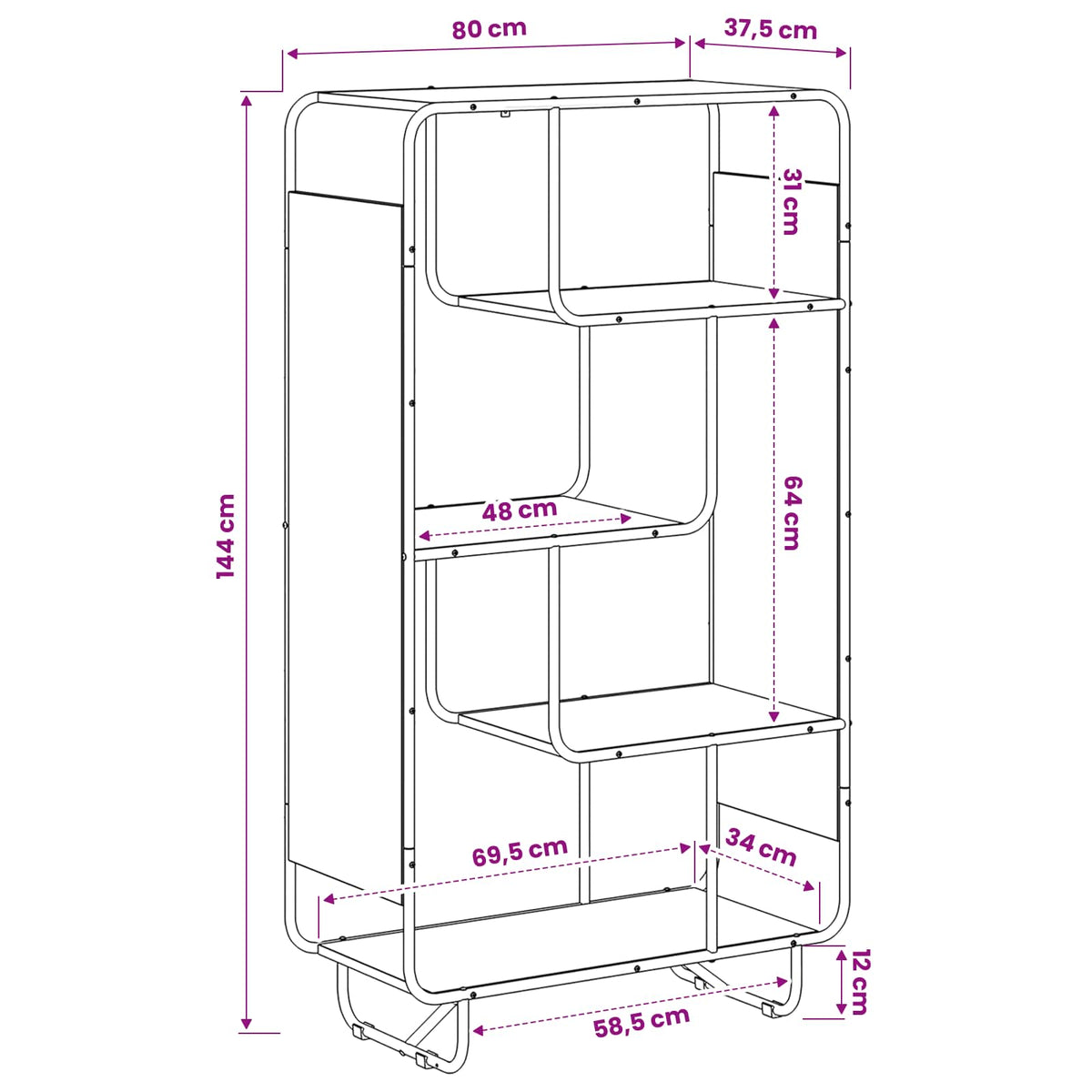 Visoka komoda Siva Sonoma Prerađeno drvo 80 x 37.5 x 144 cm