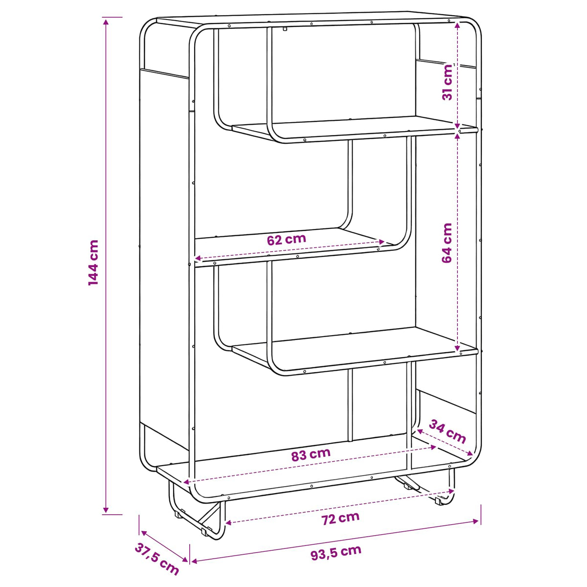 Visoka komoda Siva Sonoma Prerađeno drvo 93,5 x 37,5 x 144 cm