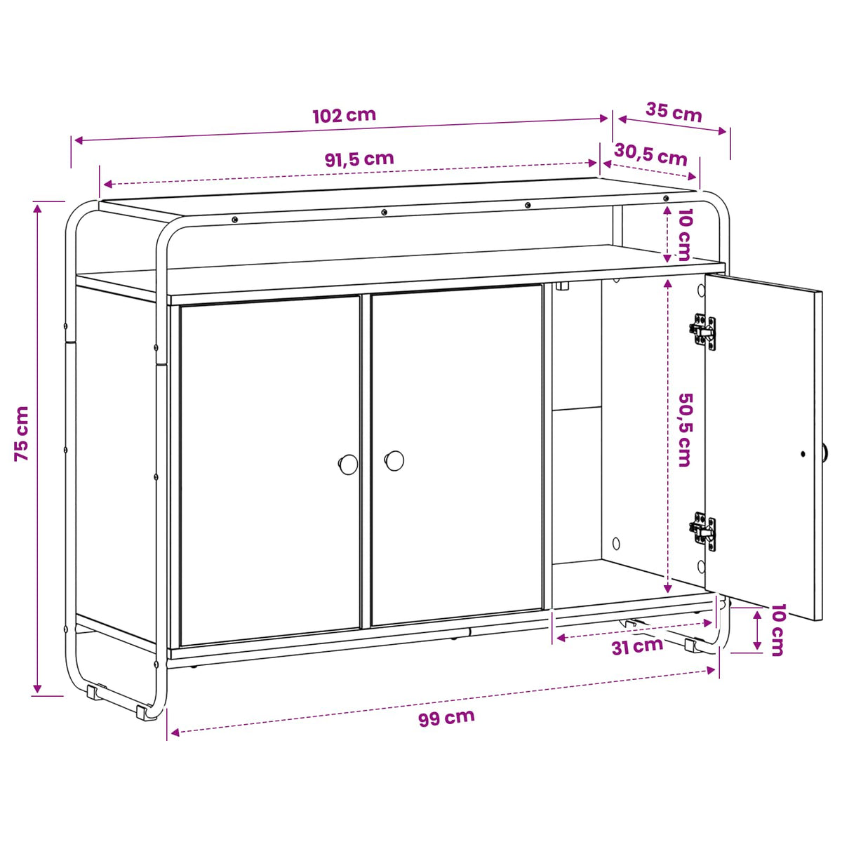 Komoda Siva Sonoma 102 x 35 x 75 cm Konstruirano drvo