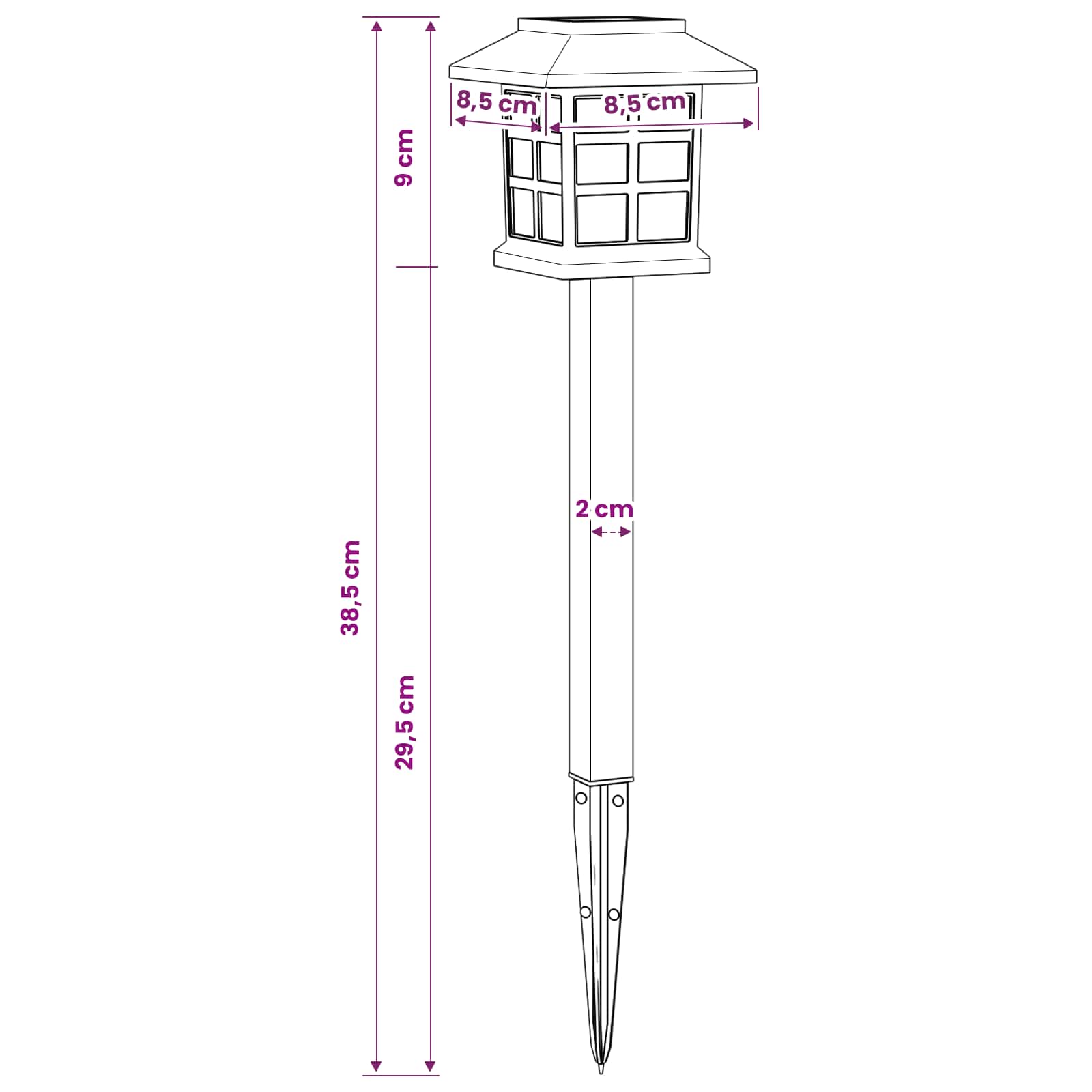 Solarna svjetla za vanjsku upotrebu s tlošcem 6 pcs 38,5 cm PP