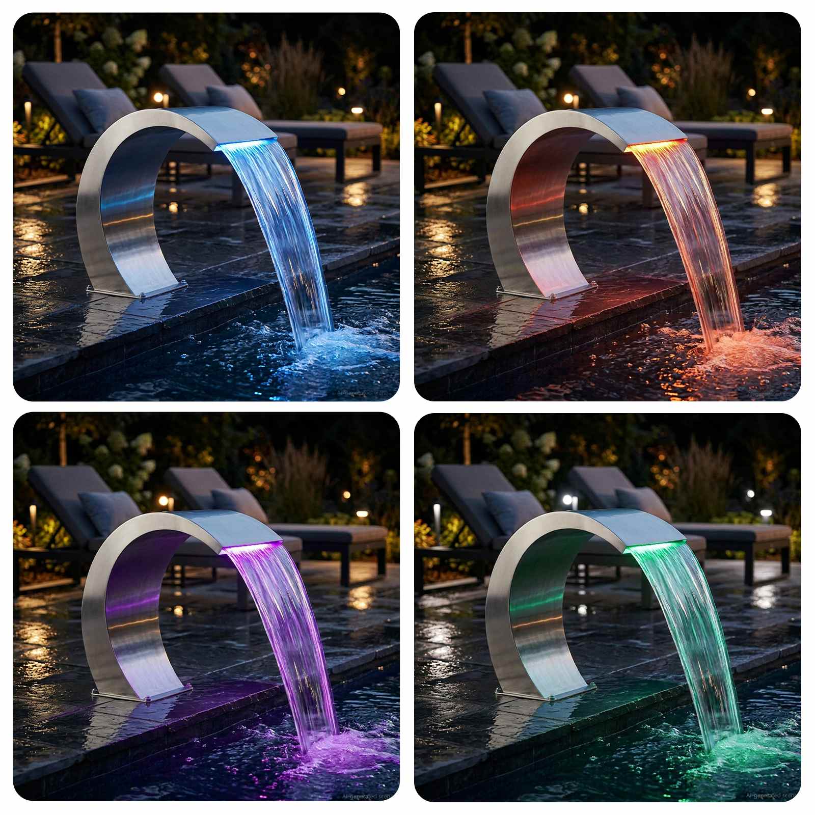 Fontana u Bazenu Srebrna 61 x 30 x 71 cm Nehrđajući čelik