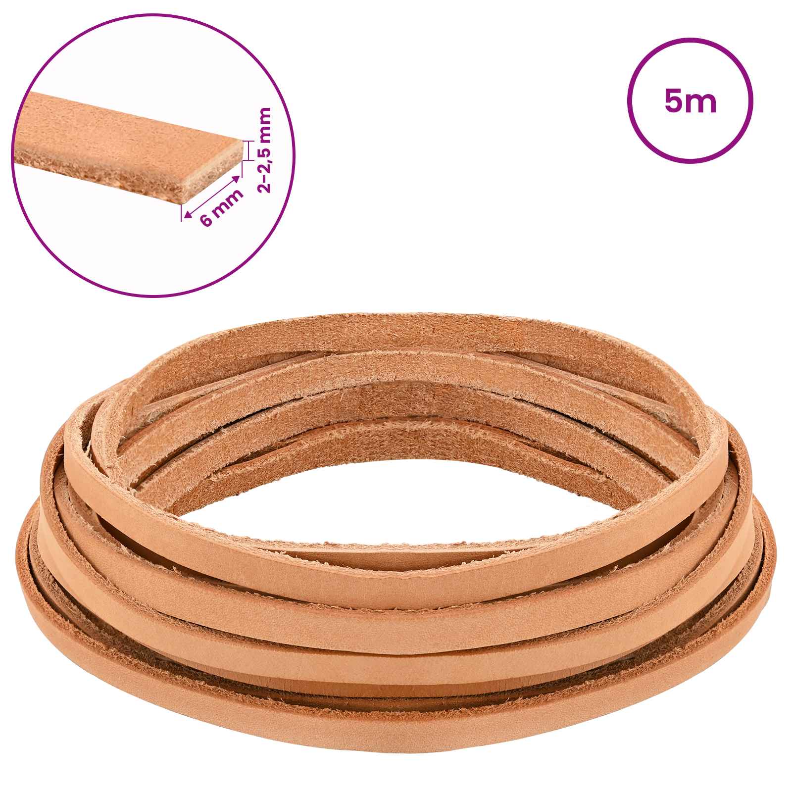Kožni Remen Svijetlosmeđa 500 x 0,6 cm Koža