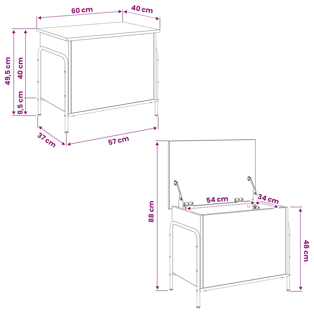 Kutija za spremanje Hrast sonoma 80 x 40 x 49,5 cm