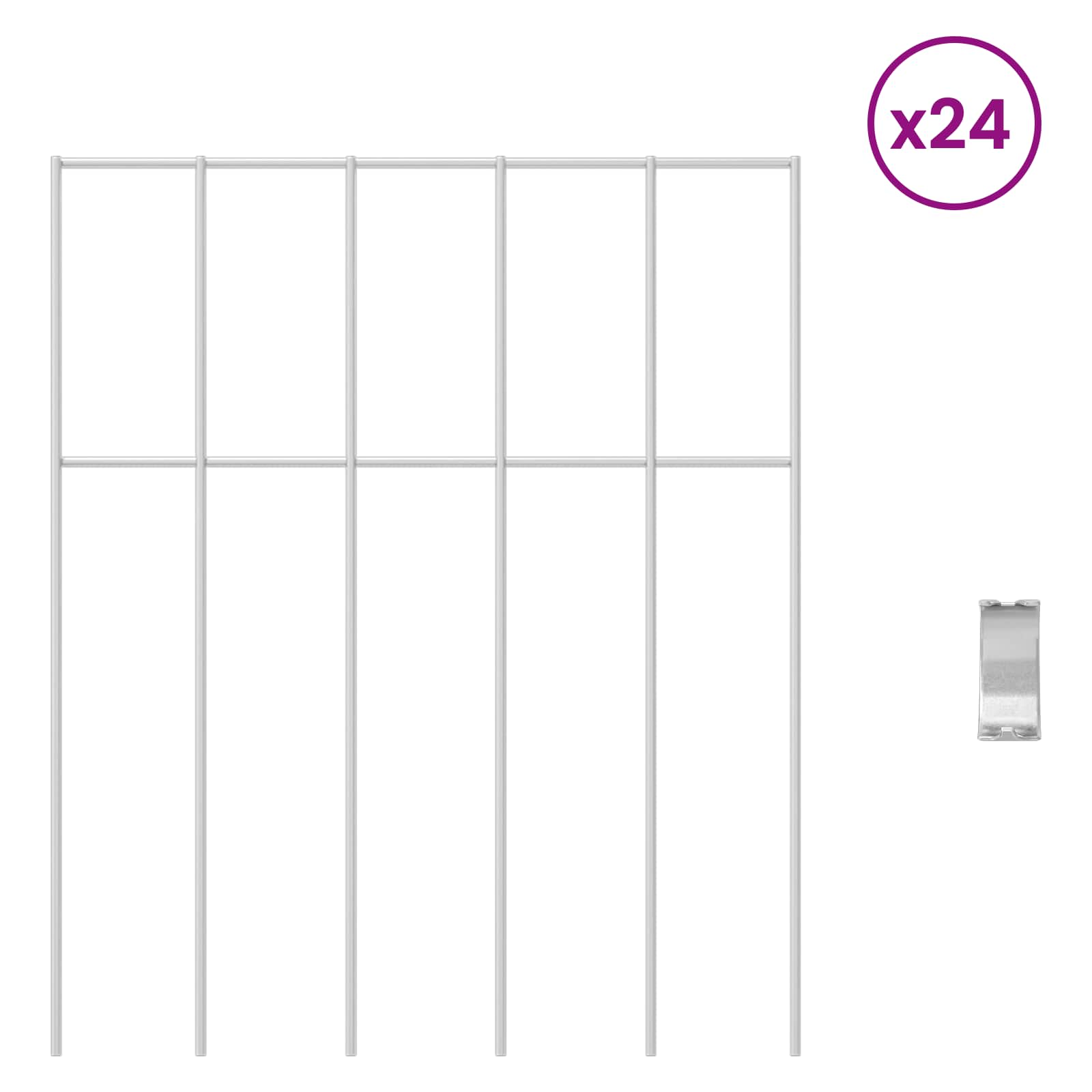 Panel vrtne ograde 24 pcs Pocinčani čelik Srebrna
