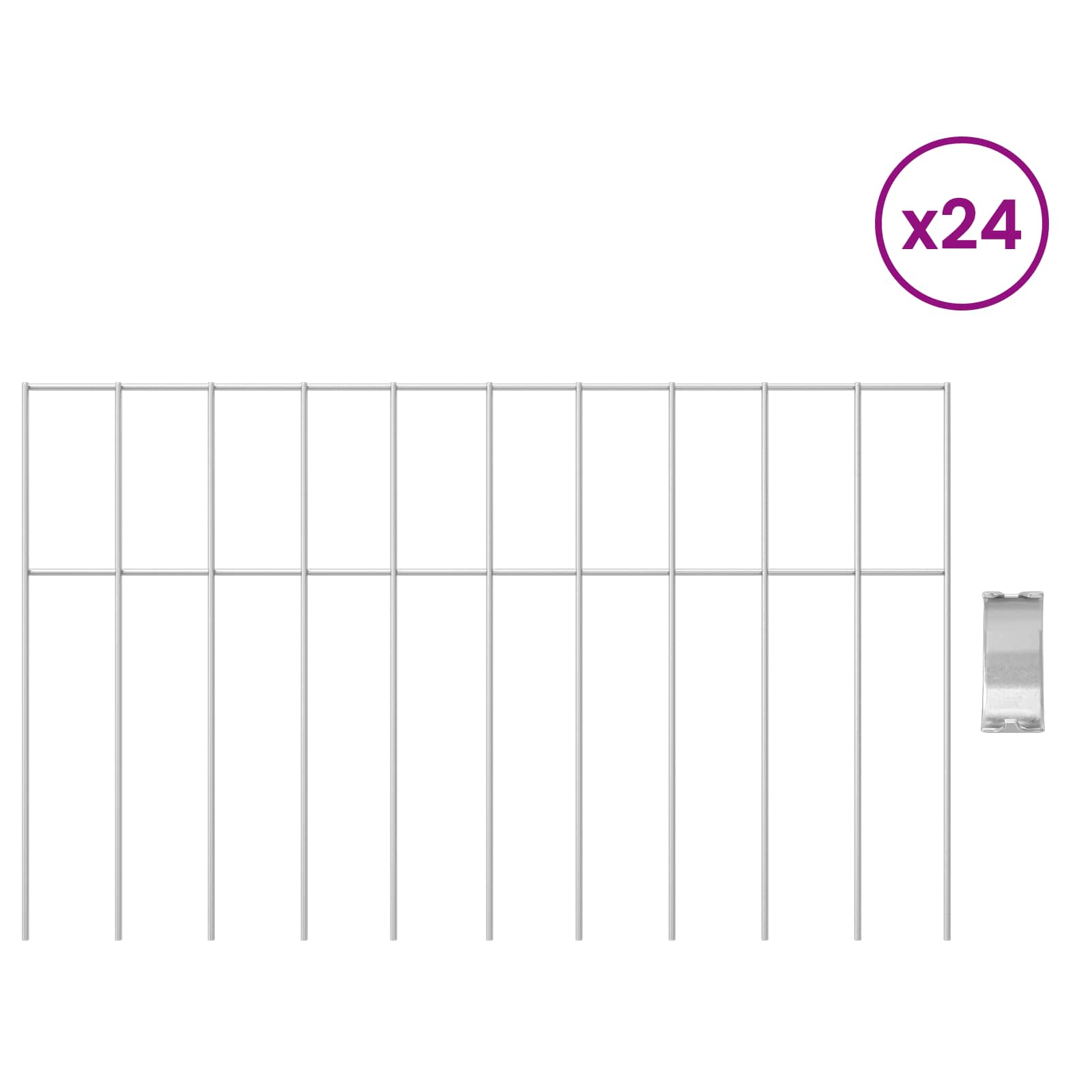 Panel vrtne ograde 24 pcs Pocinčani čelik Srebrna