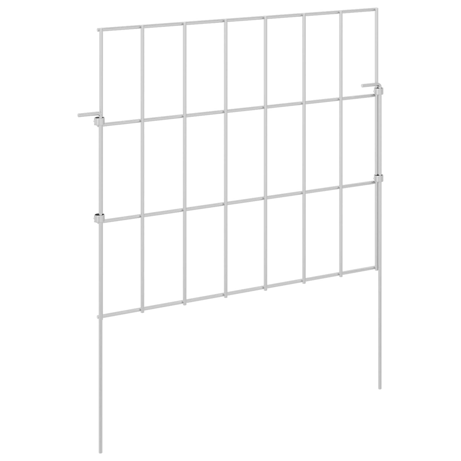Ograda za vrt s kolčićima 24 pcs 35 x 30 cm Mesh Srebrna