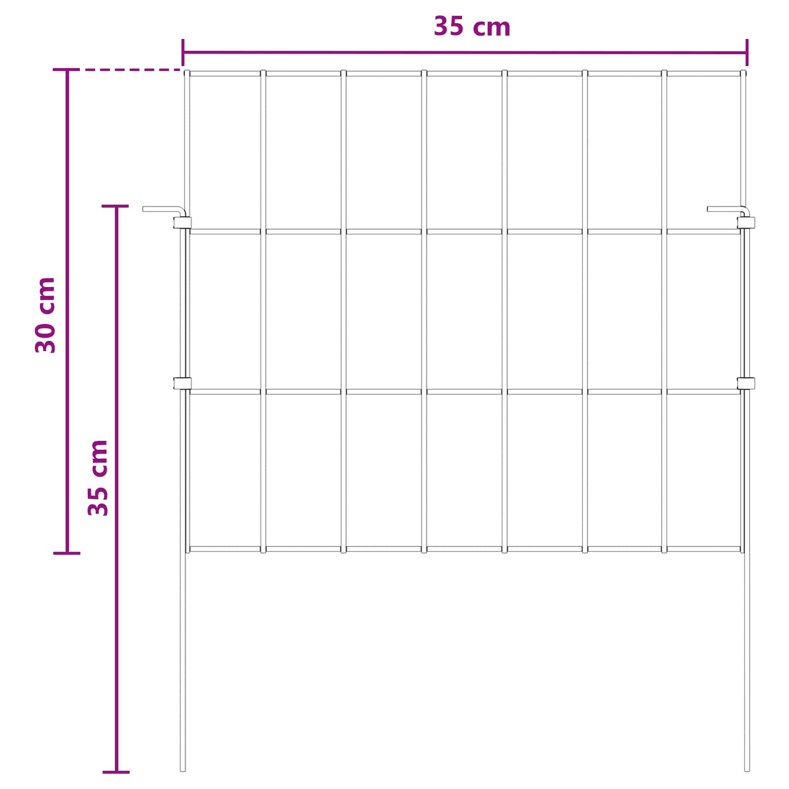 Ograda za vrt s kolčićima 24 pcs 35 x 30 cm Mesh Srebrna