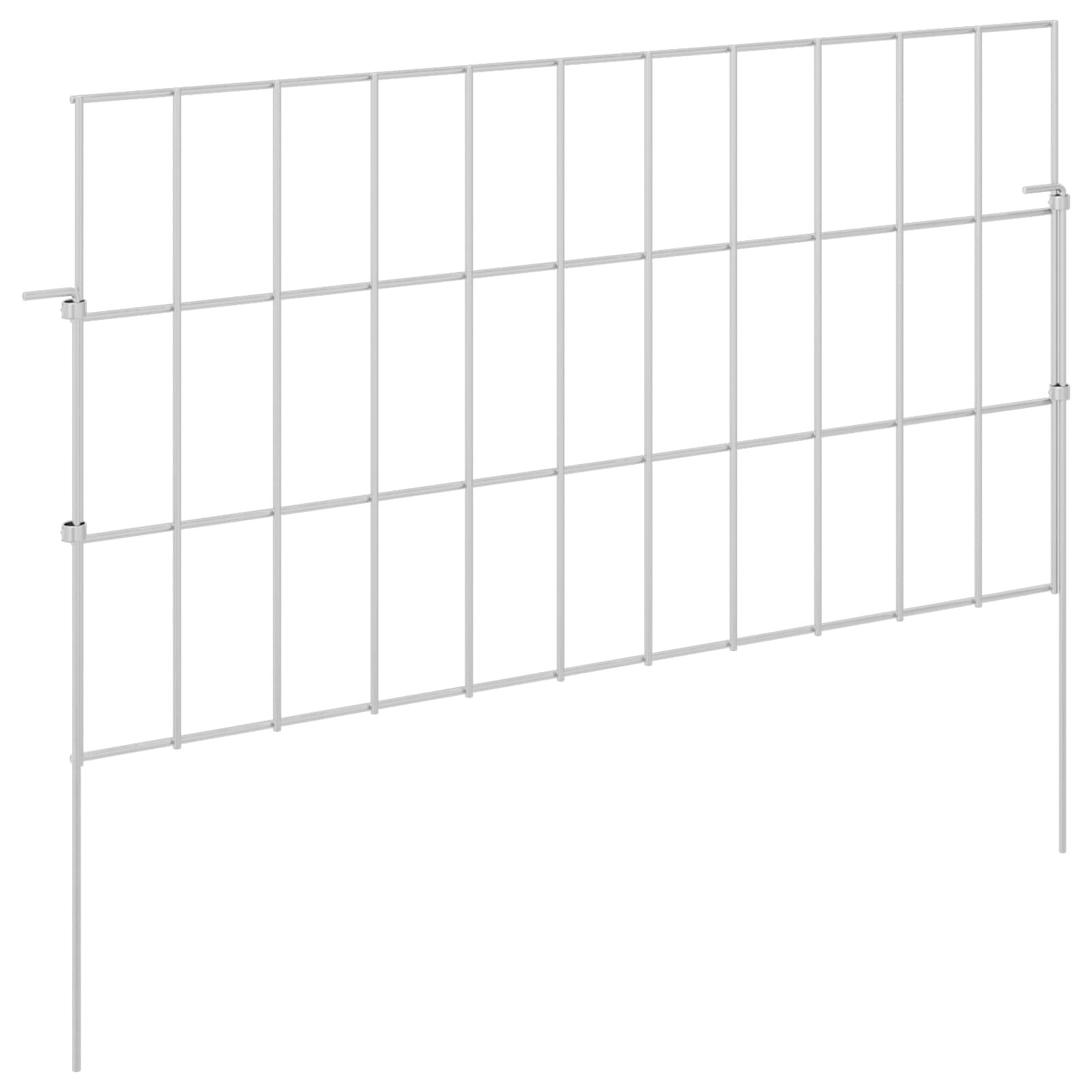 Ograda za vrt s kolčićima 12 pcs 55 x 30 cm Mesh Srebrna