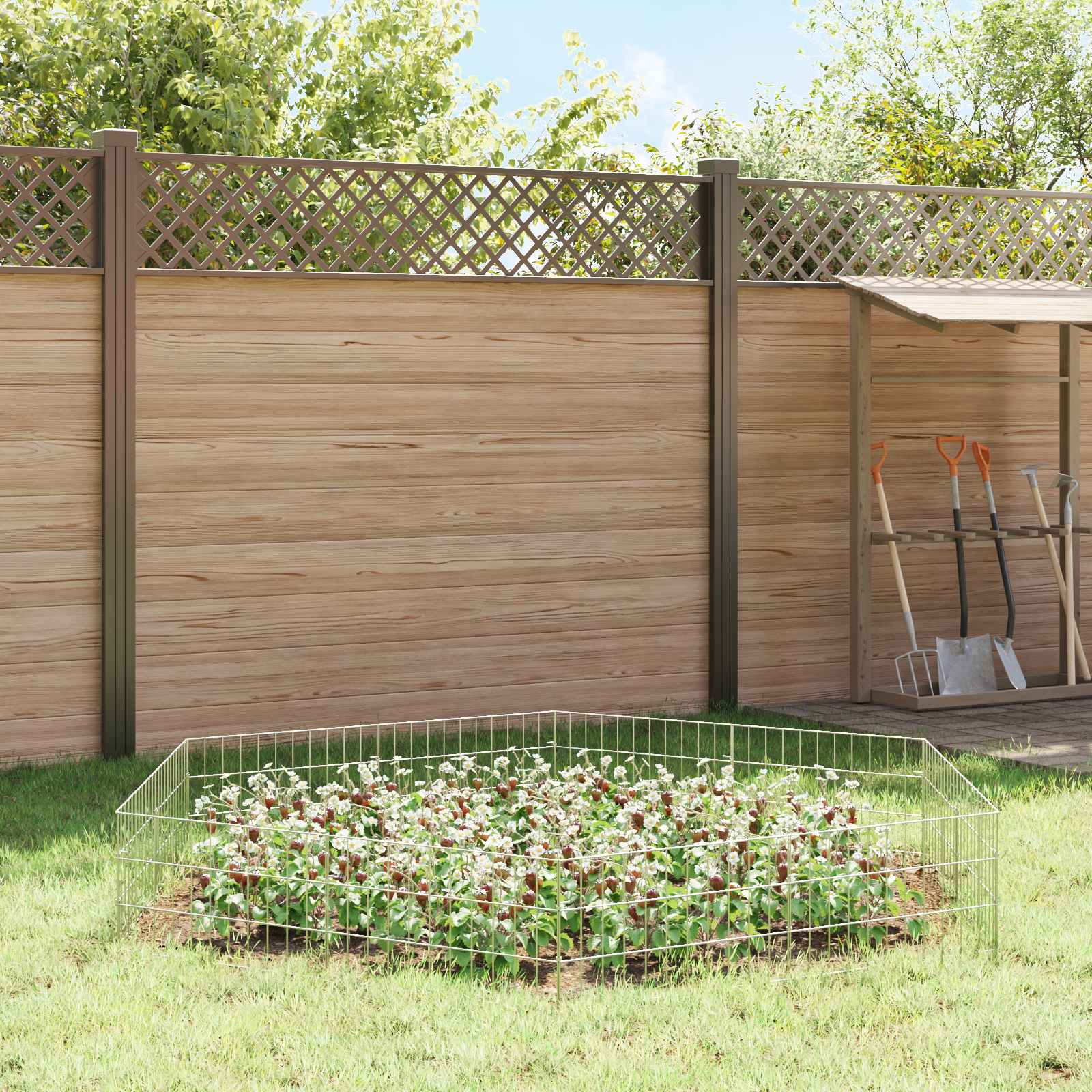Ograda za vrt s kolčićima 48 pcs 55 x 30 cm Mesh Srebrna