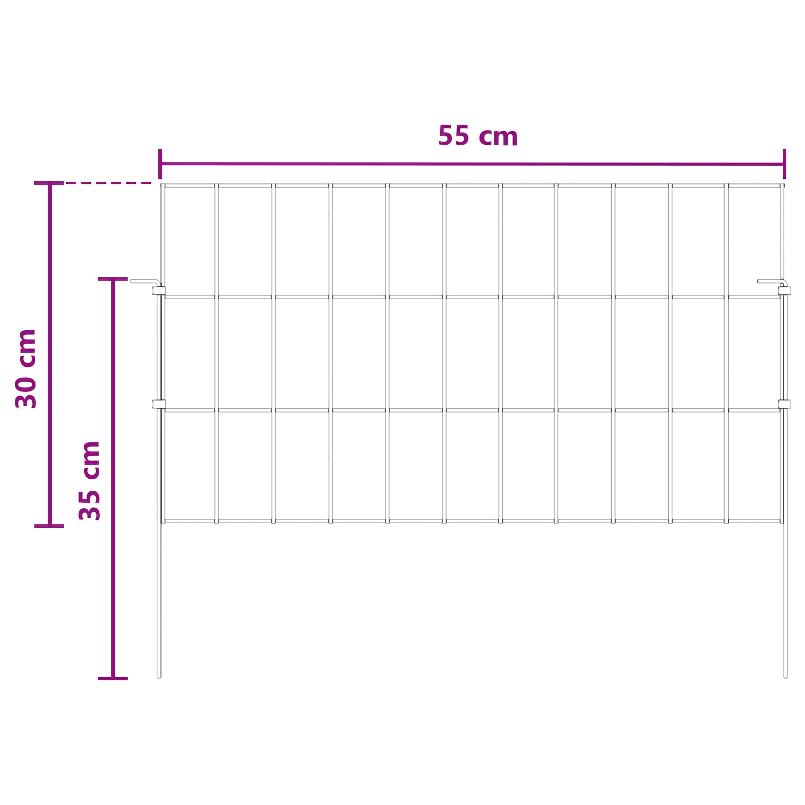 Ograda za vrt s kolčićima 48 pcs 55 x 30 cm Mesh Srebrna