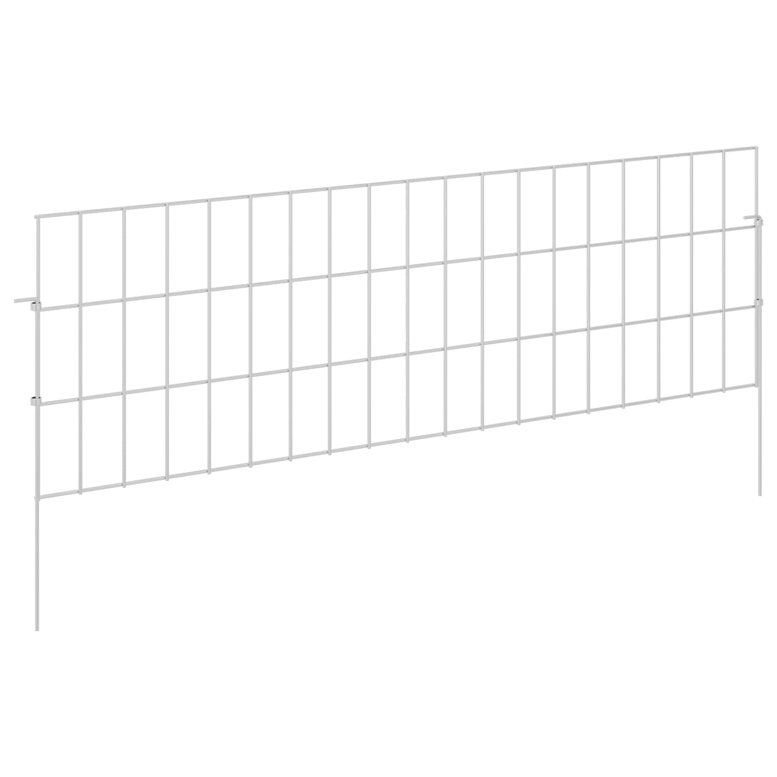 Ograda za vrt s kolčićima 12 pcs 95 x 30 cm Mesh Srebrna