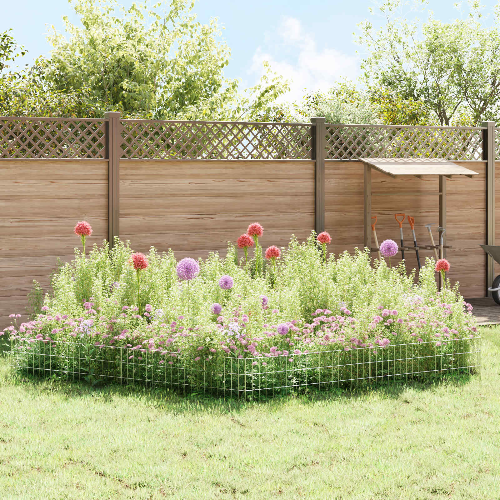 Ograda za vrt s kolčićima 24 pcs 95 x 30 cm Mesh Srebrna