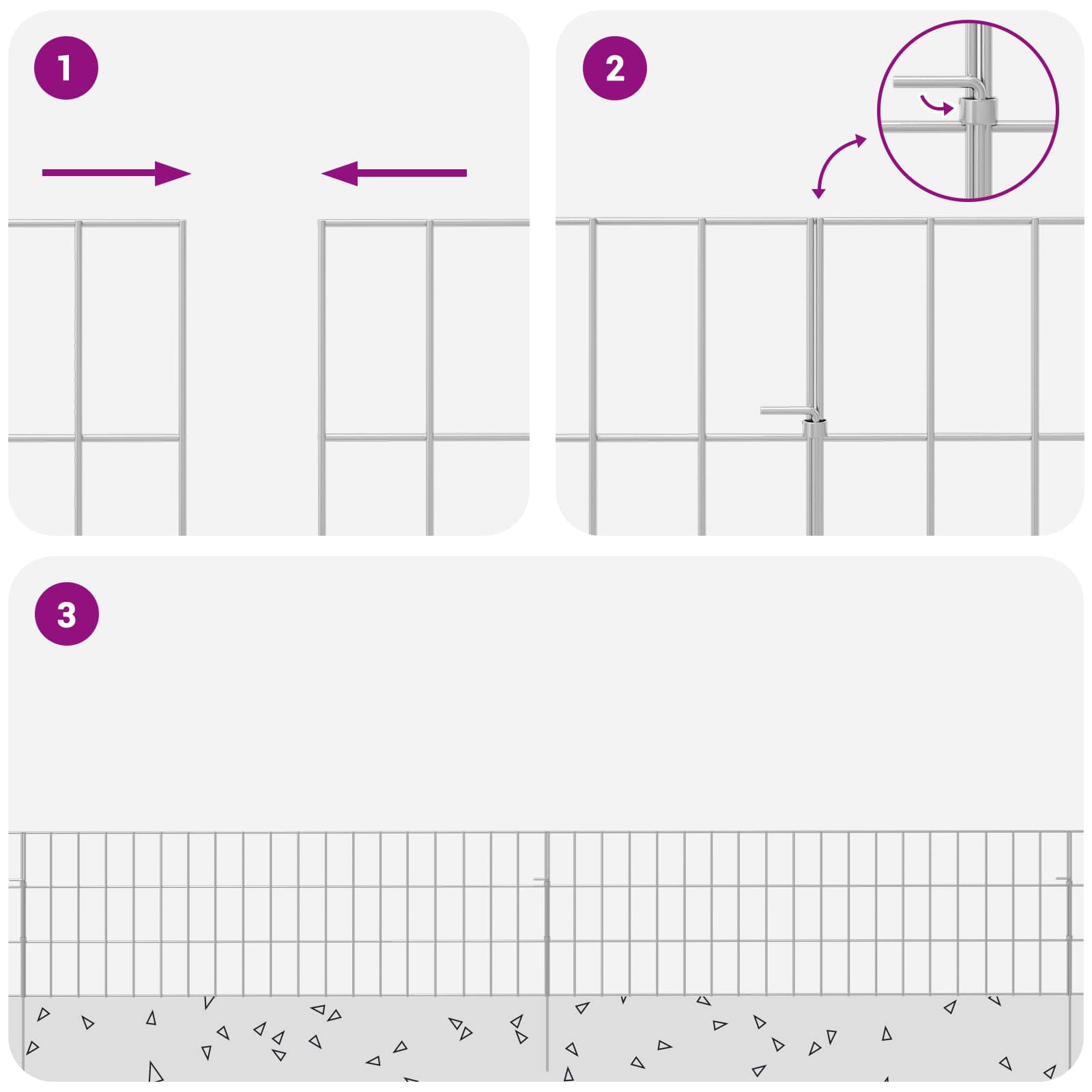 Ograda za vrt s kolčićima 24 pcs 95 x 30 cm Mesh Srebrna