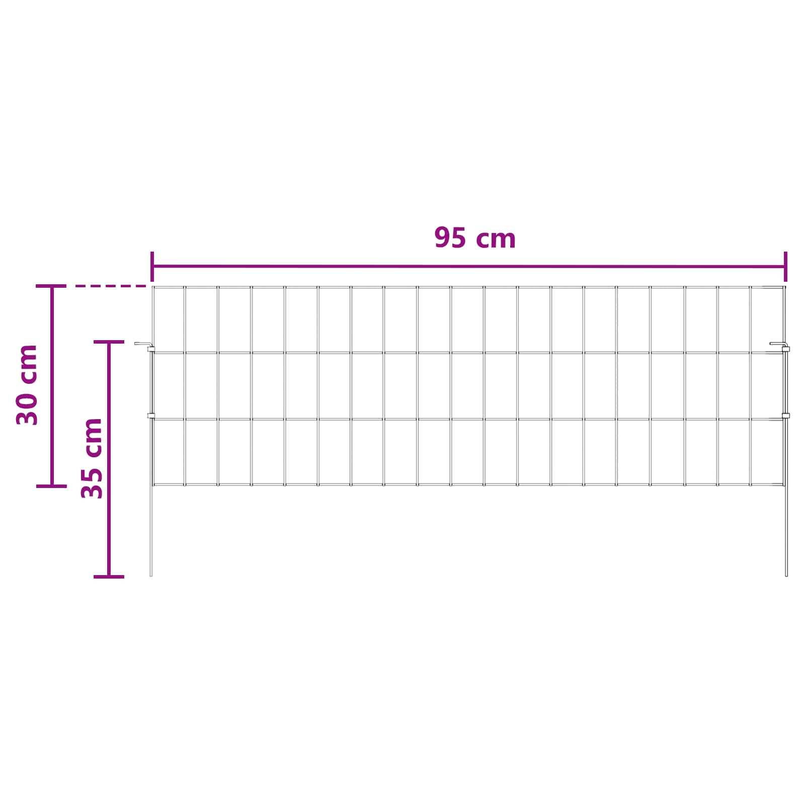 Ograda za vrt s kolčićima 24 pcs 95 x 30 cm Mesh Srebrna