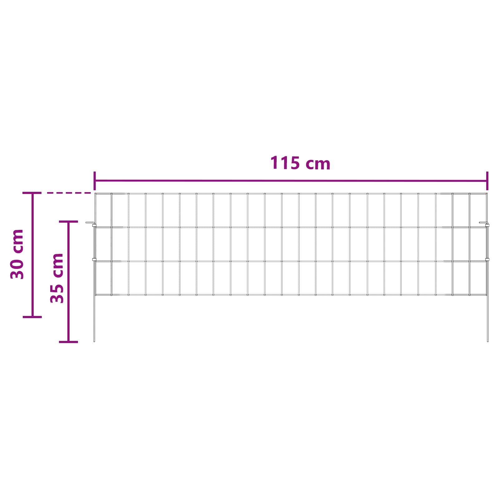 Ograda za vrt s kolčićima 12 pcs 115 x 30 cm Mesh Srebrna