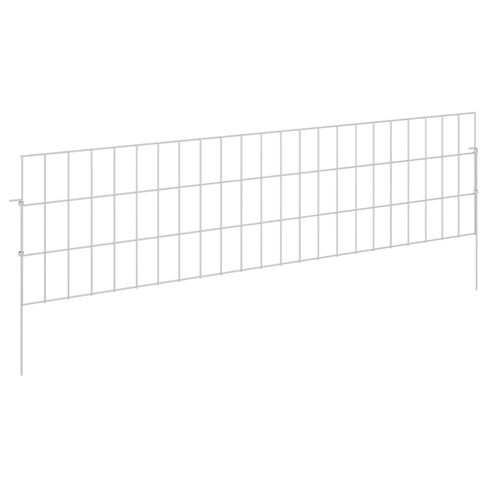 Ograda za vrt s kolčićima 24 pcs 115 x 30 cm Mesh Srebrna