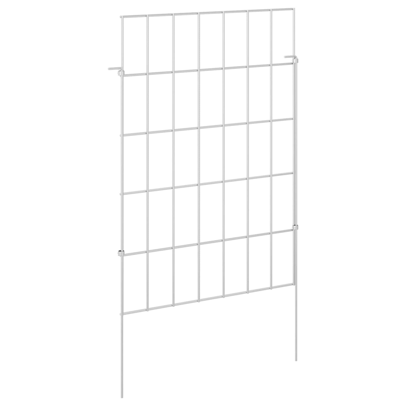 Ograda za vrt s kolčićima 12 pcs 35 x 50 cm Mesh Srebrna