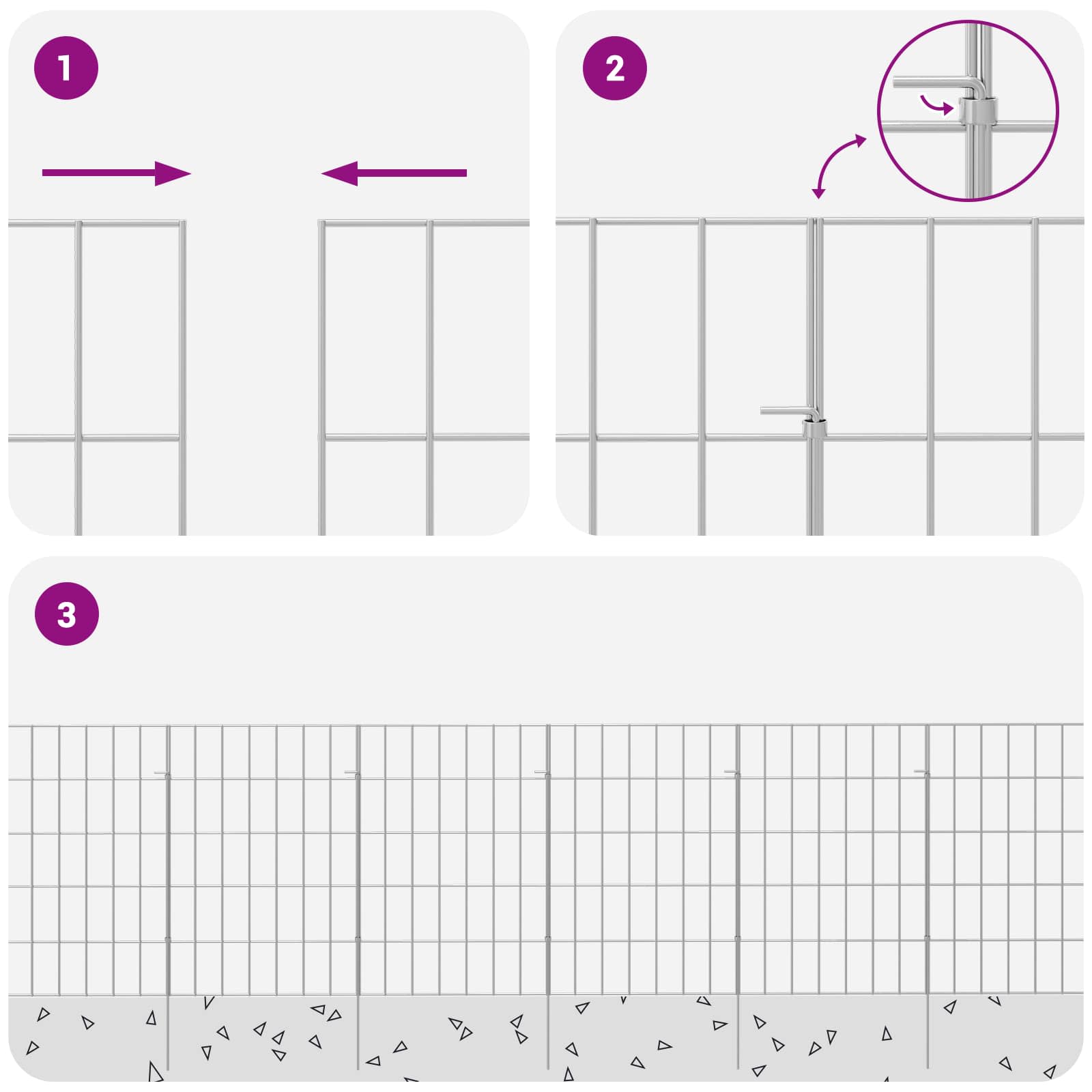 Ograda za vrt s kolčićima 12 pcs 35 x 50 cm Mesh Srebrna