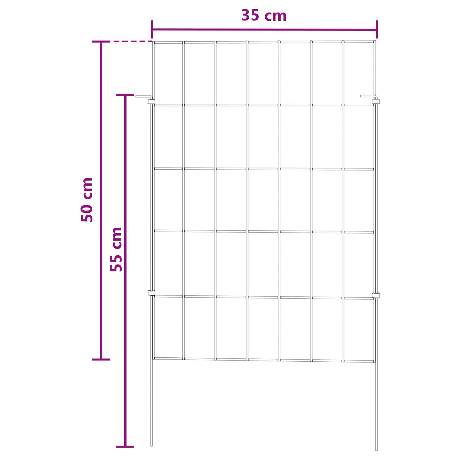 Ograda za vrt s kolčićima 12 pcs 35 x 50 cm Mesh Srebrna