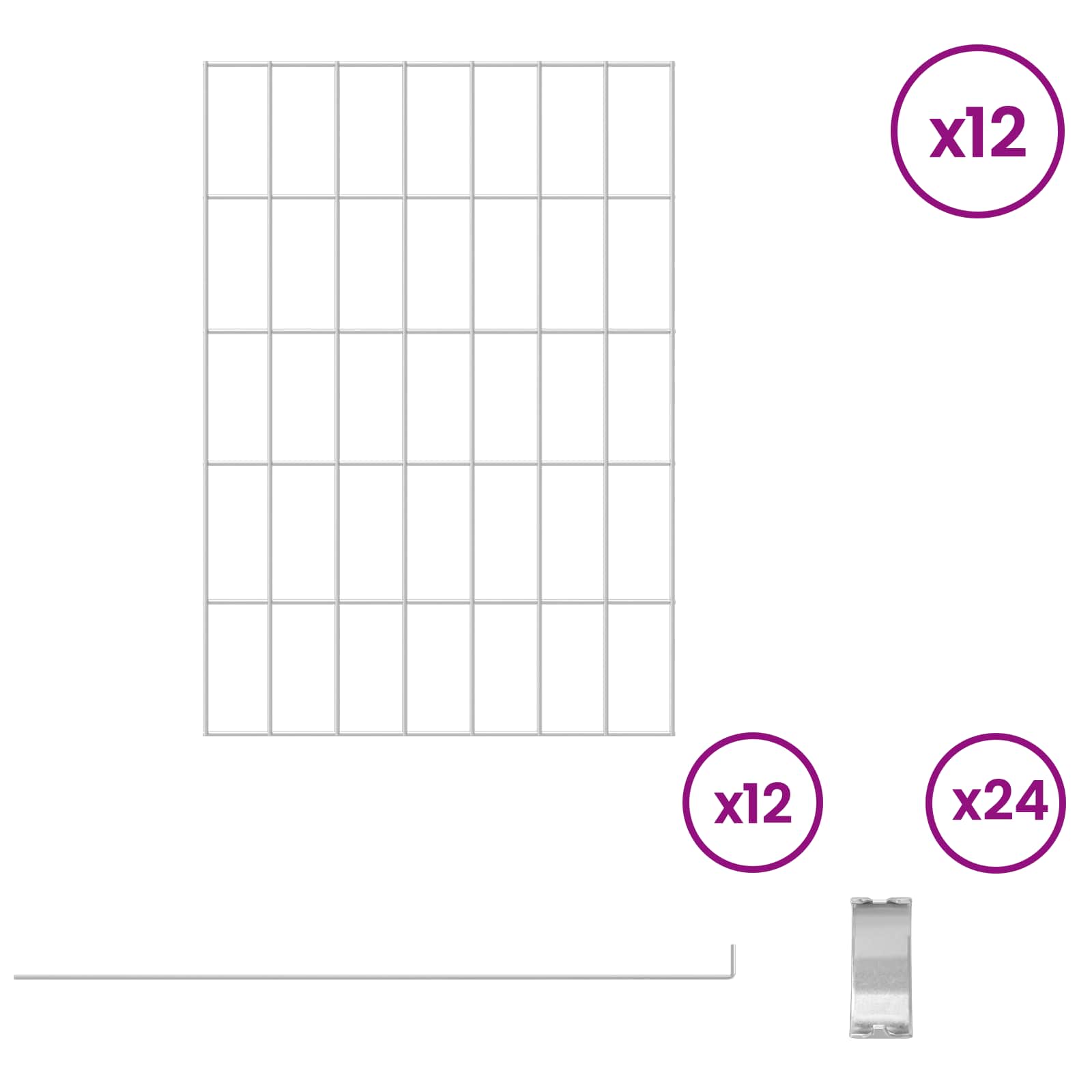 Ograda za vrt s kolčićima 12 pcs 35 x 50 cm Mesh Srebrna