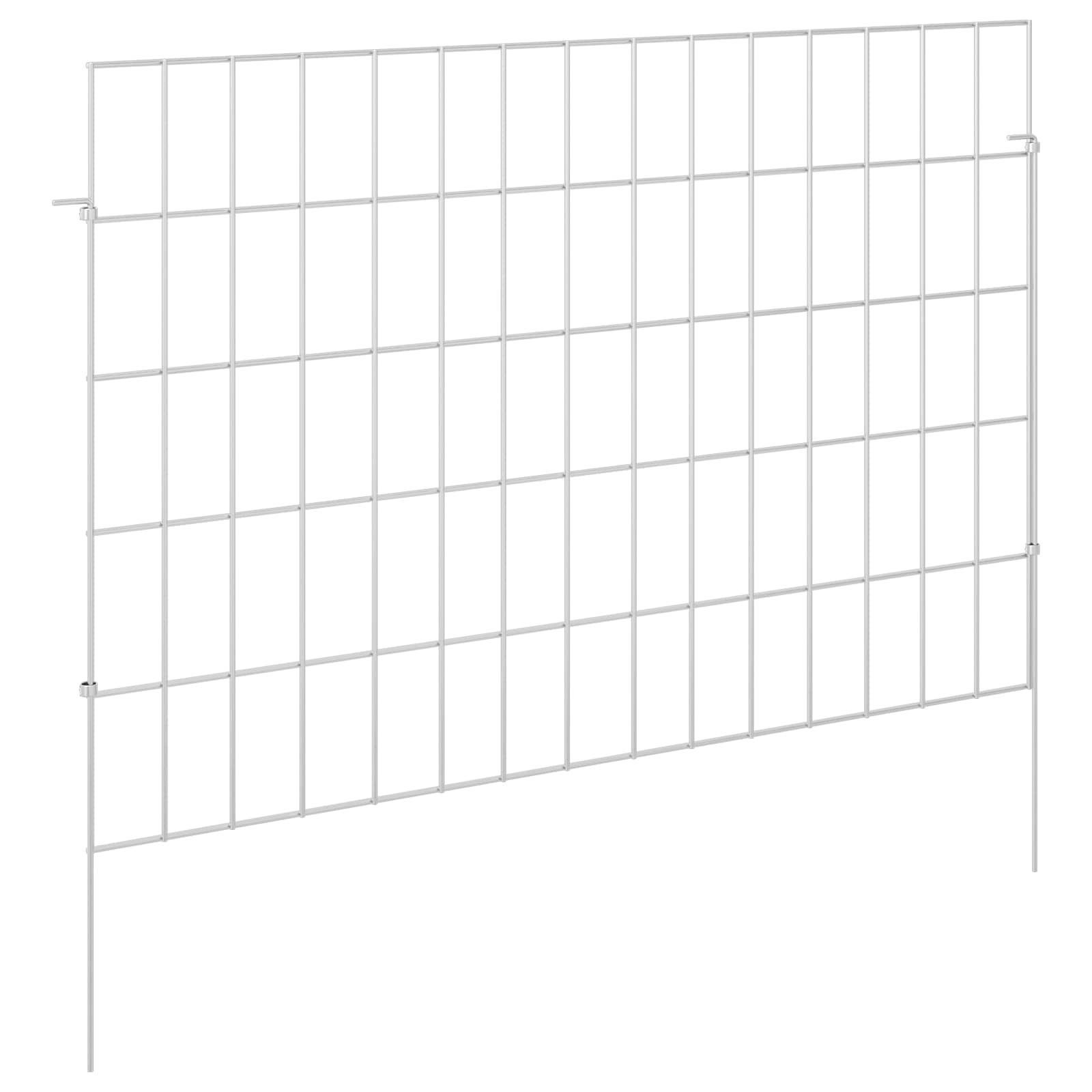 Ograda za vrt s kolčićima 12 pcs 75 x 50 cm Mesh Srebrna