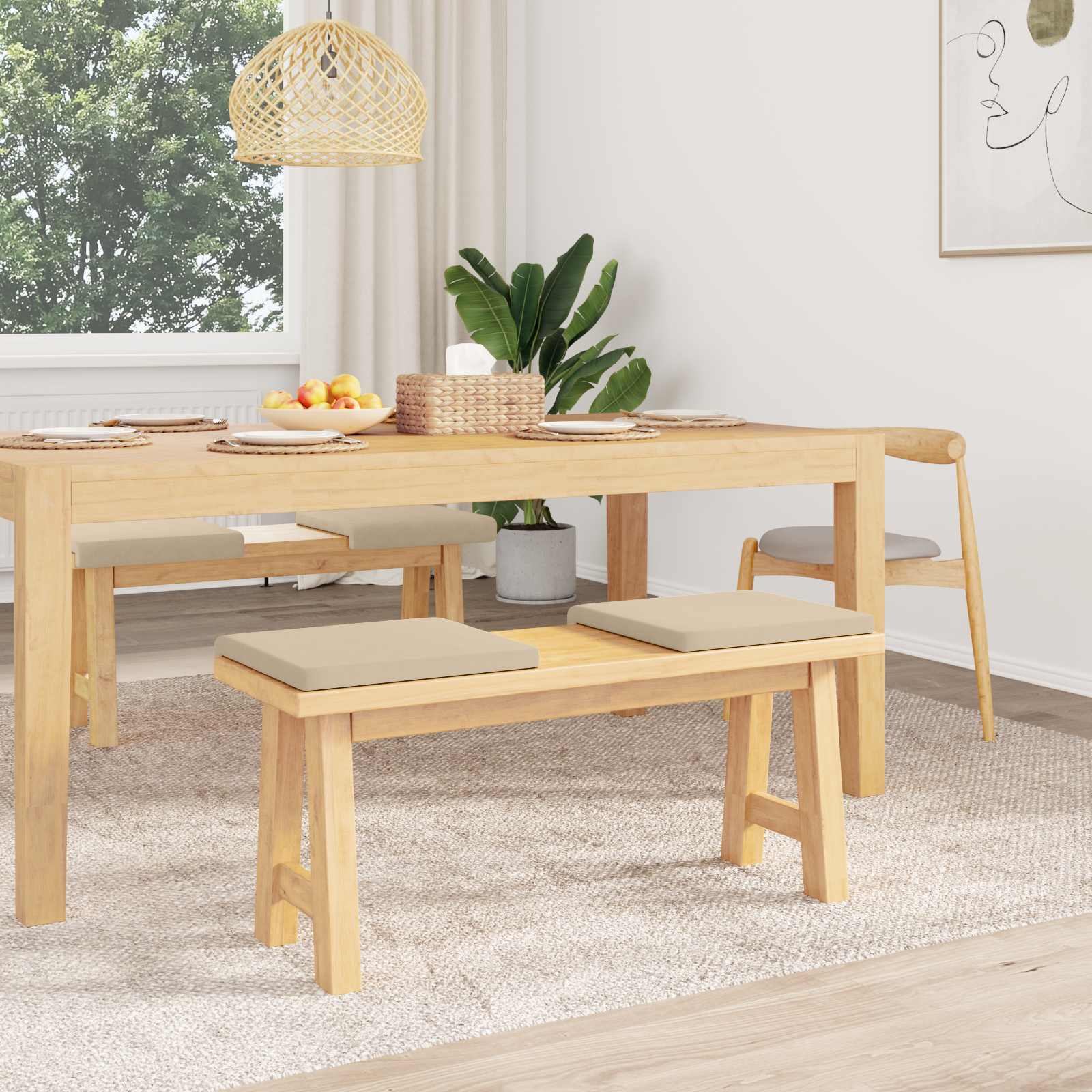 Jastučić za klupu 4 kom. Mikrovlakna Krem Dubina 35 cm