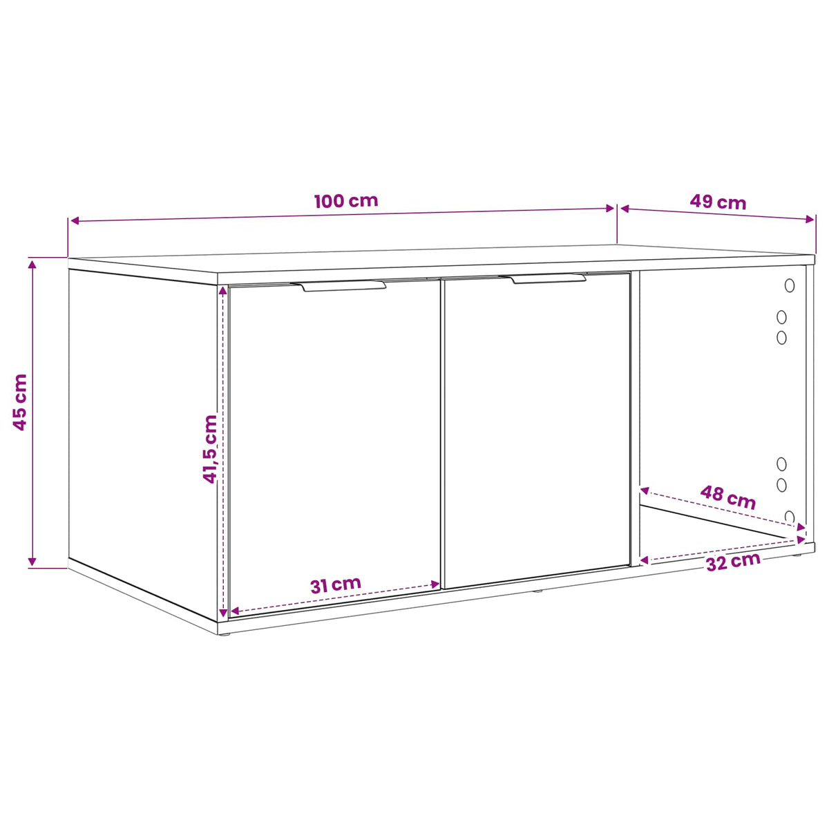 Namještaj za kavez za mačke Dimljeni hrast 100 x 49 x 45 cm