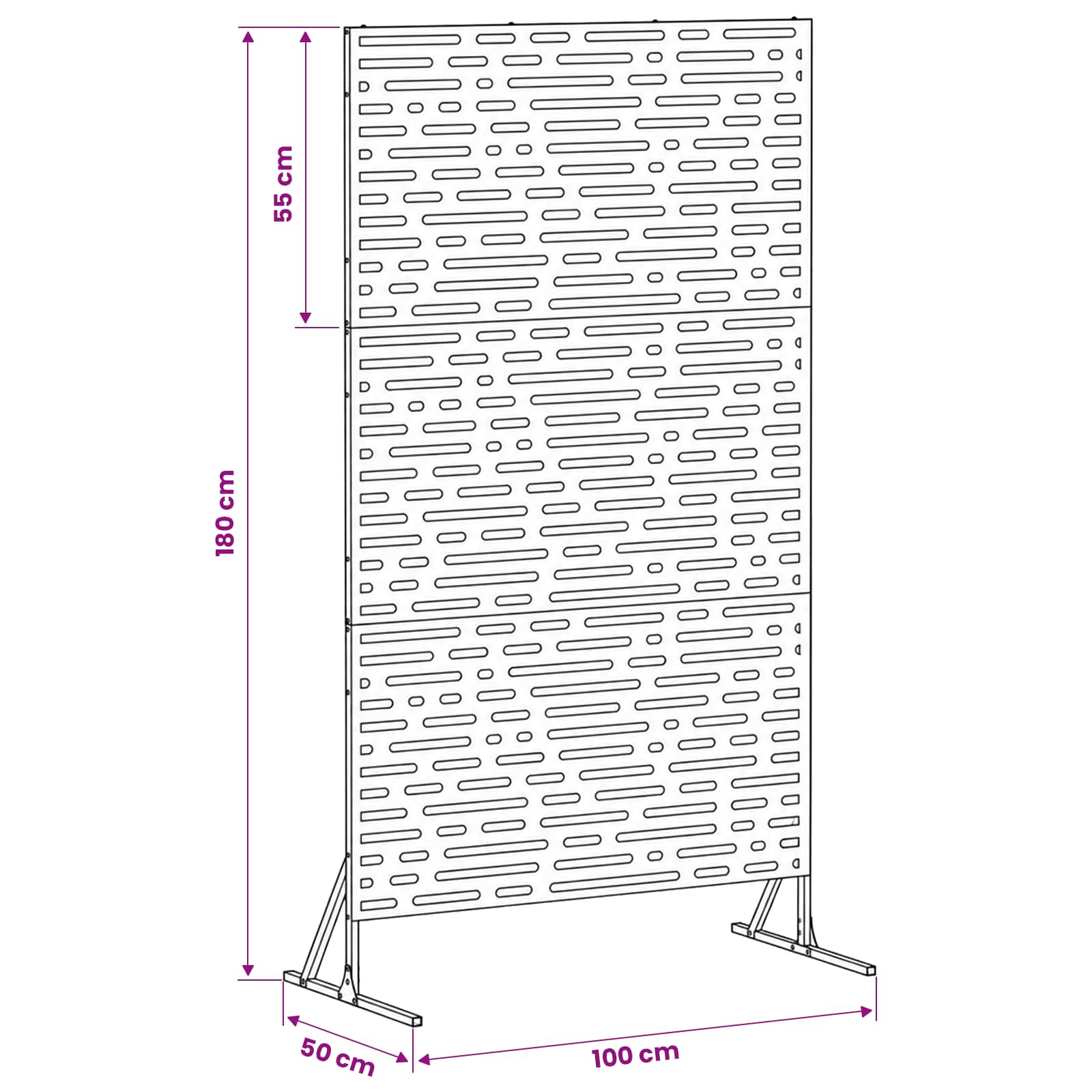 Zaslon za privatnost 100 x 50 x 180 cm Čelik Crna