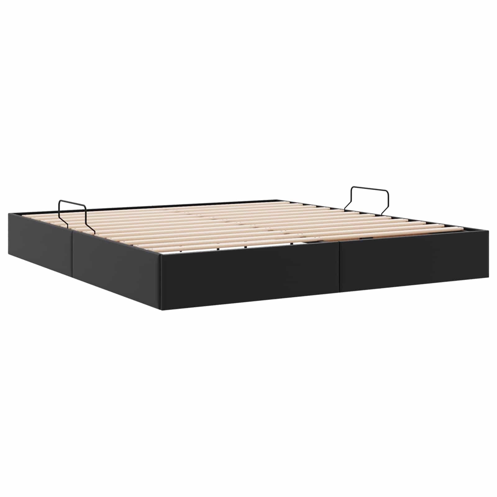 Otomanski krevet s pohranom Crna 160 x 200 cm Lažna koža