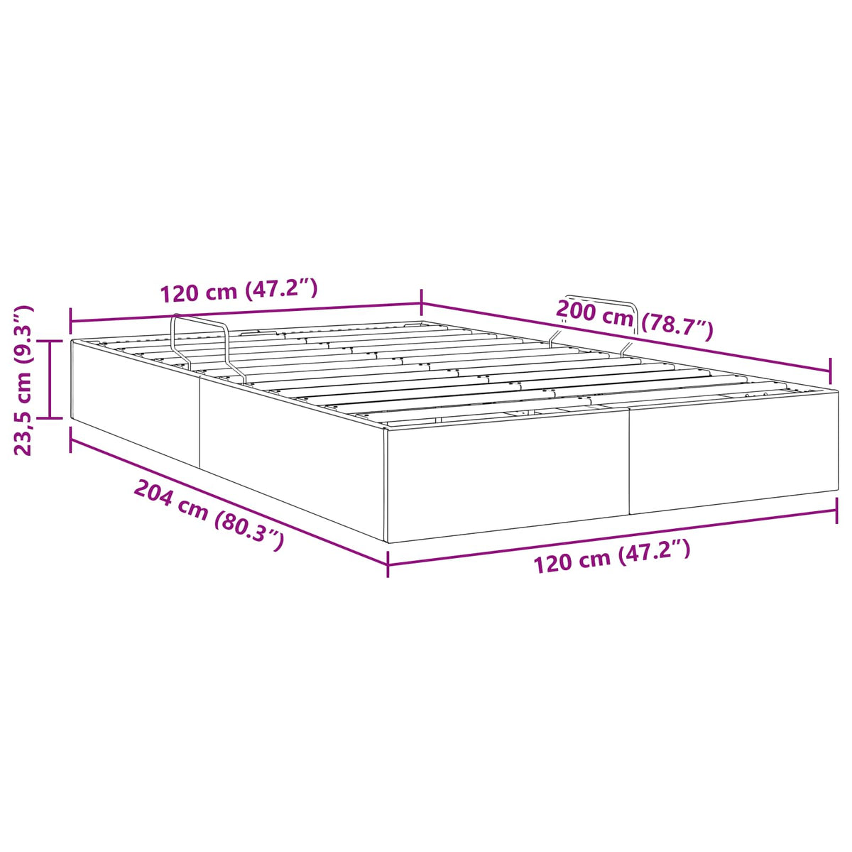 Otomanski krevet s pohranom Svijetlo siva 120 x 200 cm tkanina
