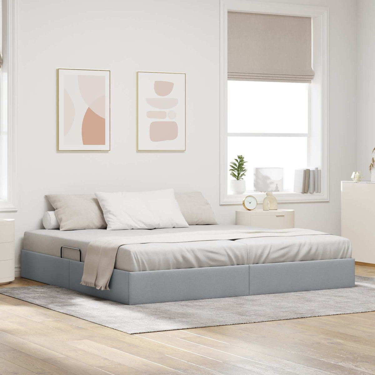 Otomanski krevet s pohranom Svijetlo siva 200 x 200 cm tkanina
