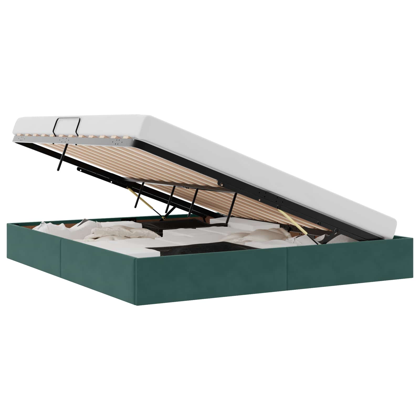 Otomanski krevet s pohranom Tamnozelena 160 x 200 cm Baršun