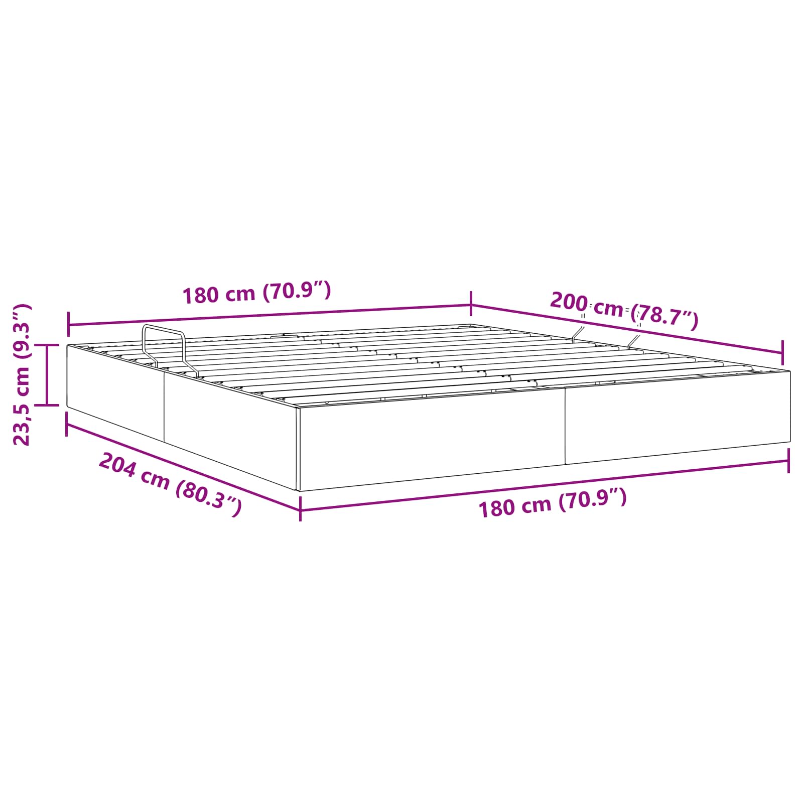 Otomanski krevet s pohranom Tamnosiva 180 x 200 cm Baršun
