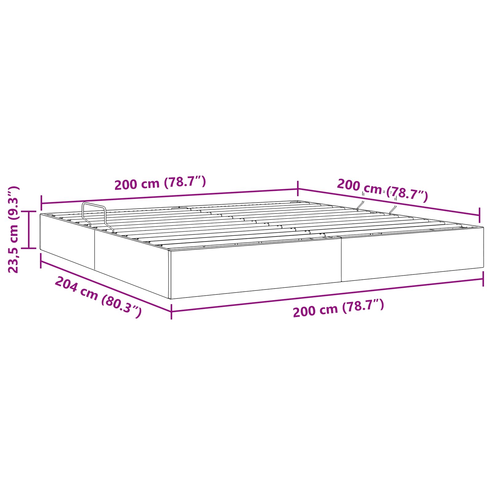 Otomanski krevet s pohranom Tamnosiva 200 x 200 cm Baršun