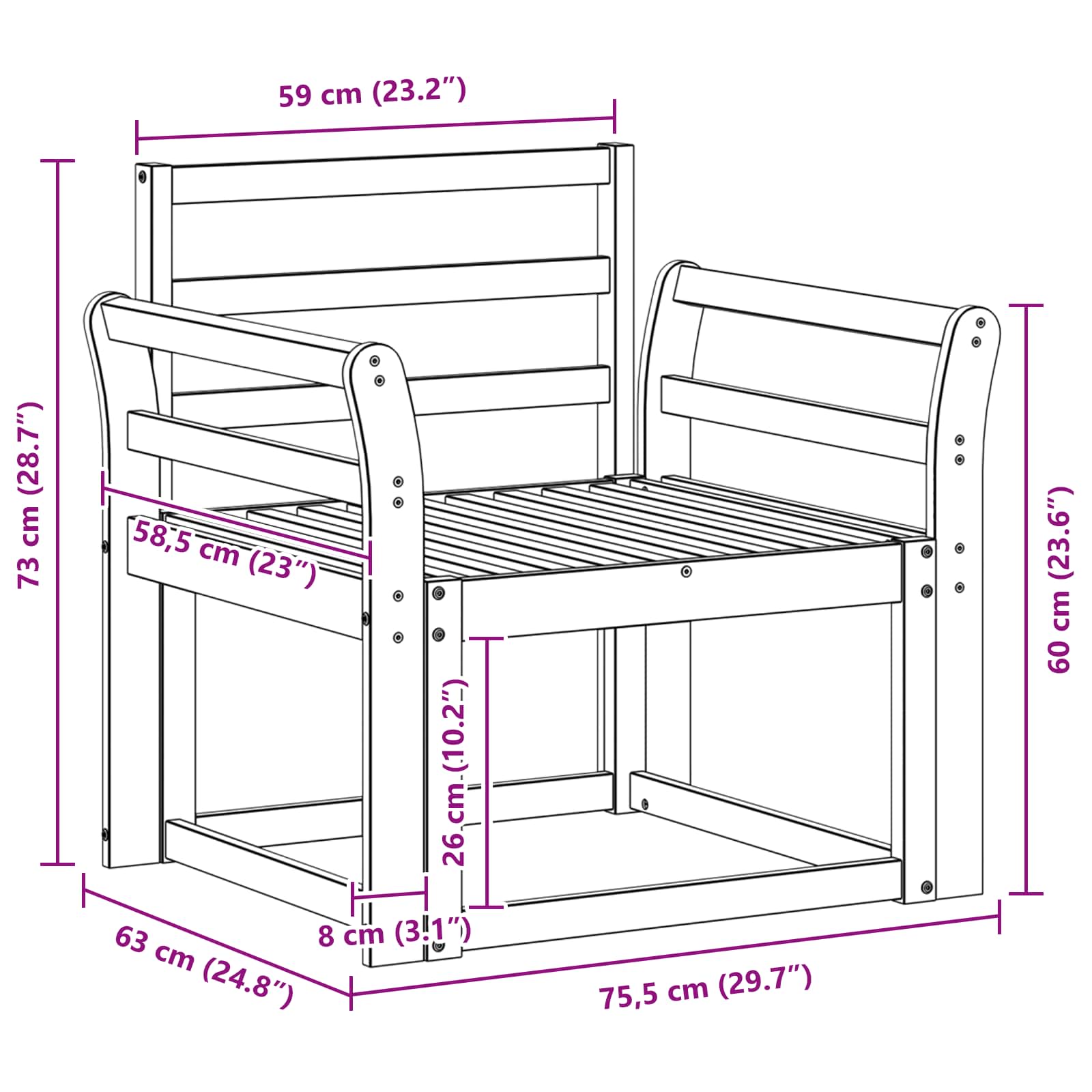 Set vanjskih sofa Čvrsto drvo akacije Bijela
