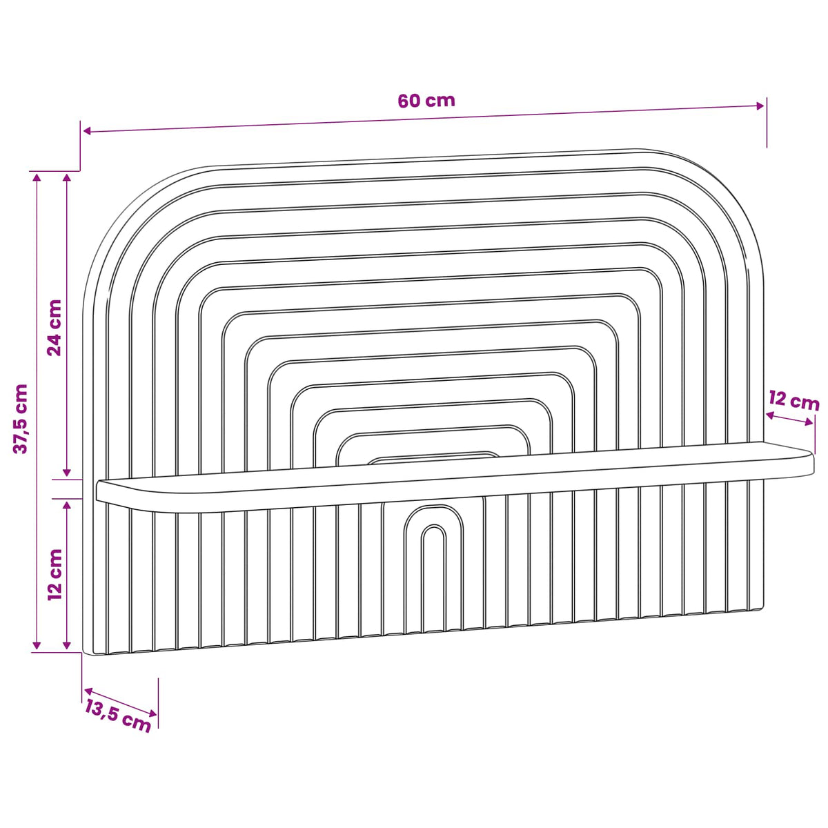 Zidna polica 2 kom. Betonska siva 60 x 13.5 x 37.5 cm