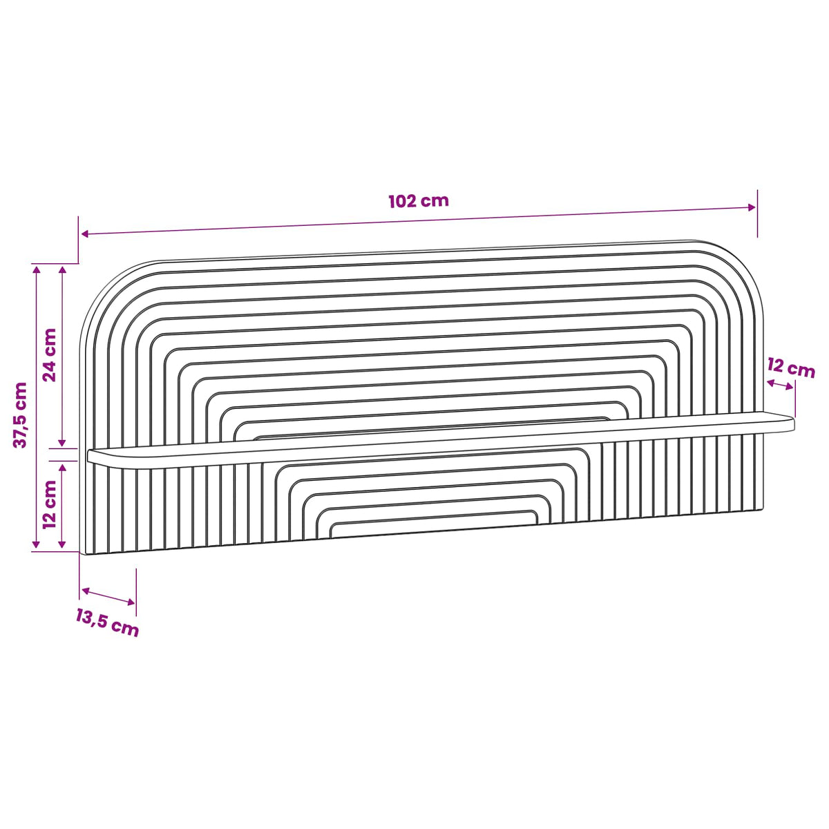 Zidna polica 2 kom. Bijela visokog sjaja 102 x 13.5 x 37.5 cm