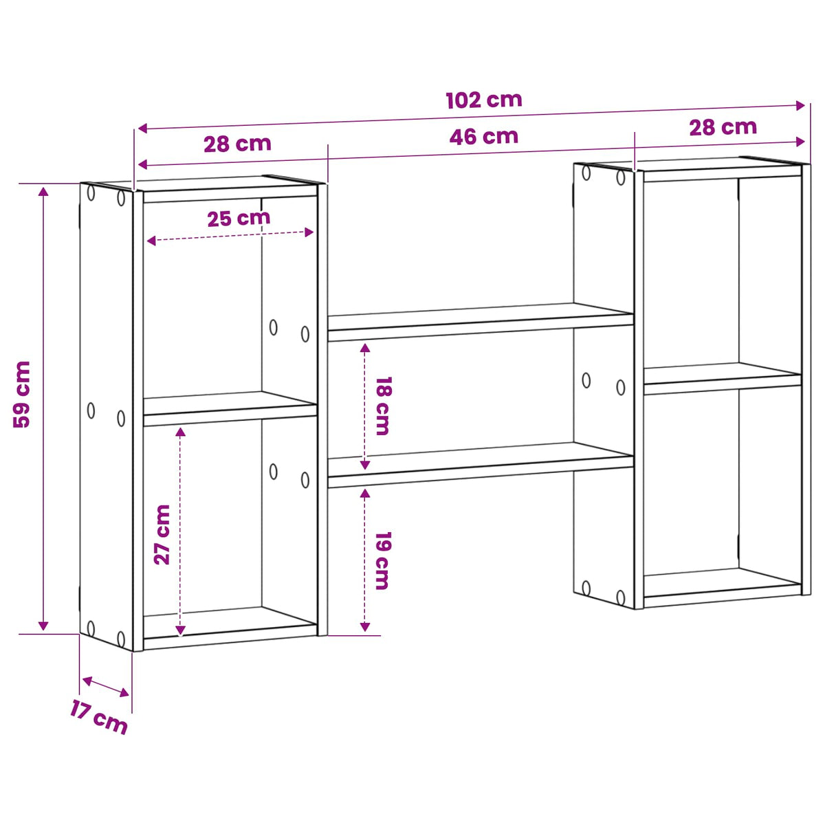 Zidna polica Siva Sonoma 102 x 17 x 59 cm Prerađeno drvo