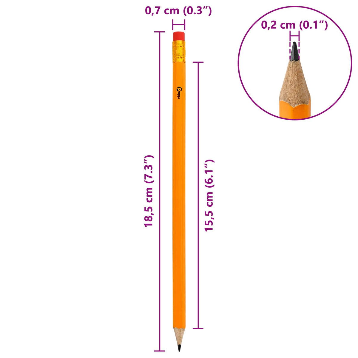 HB Olovke Ø 0,7 x 18,5 cm Žuta Čvrsta drvo topole