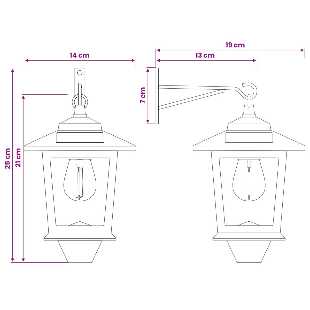 Lampa za zid 2 kom. Crna 19 x 14 x 25 cm Nehrđajući čelik i ABS