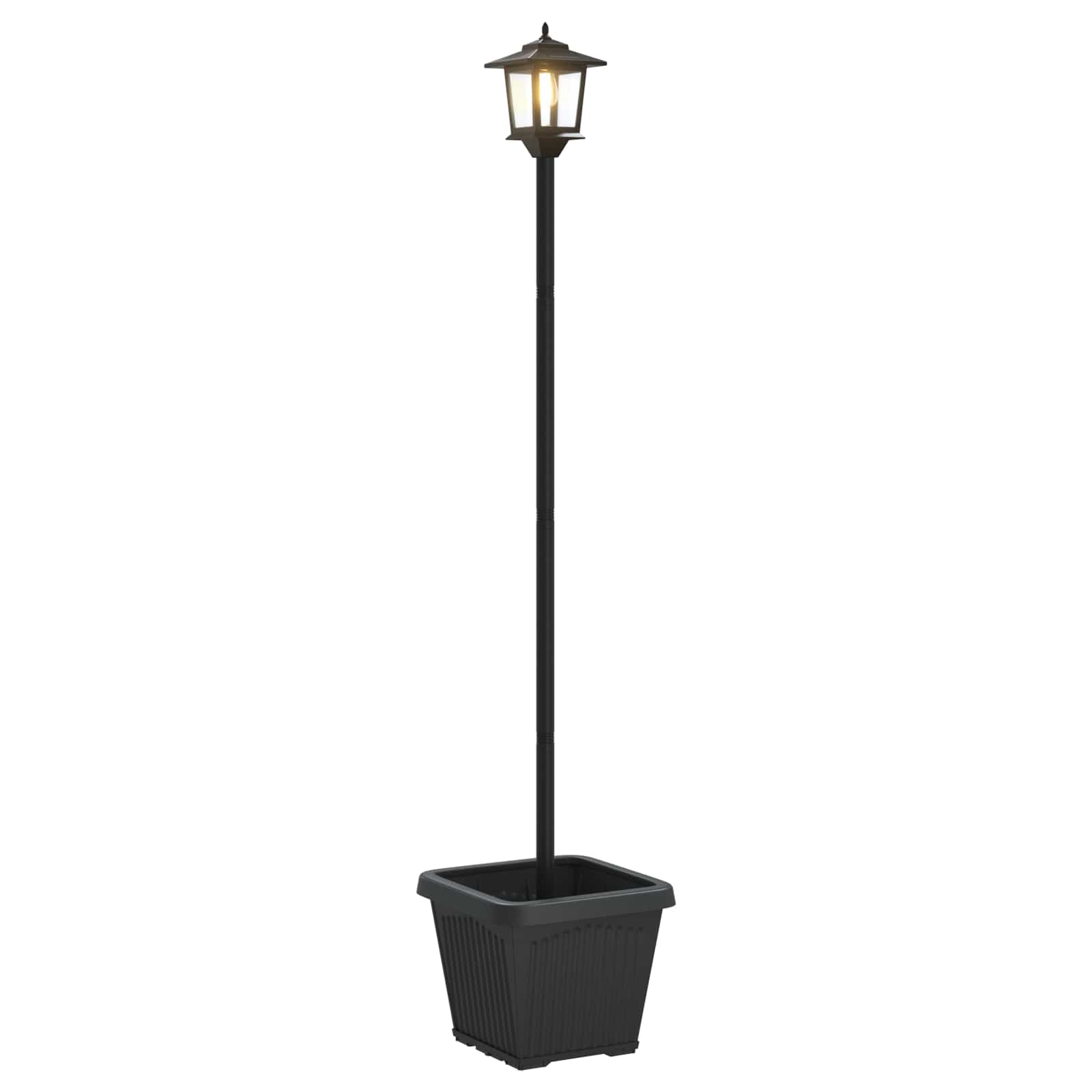 Solarna lampa s postoljem i saksijom Crna 32 x 32 x 158 cm