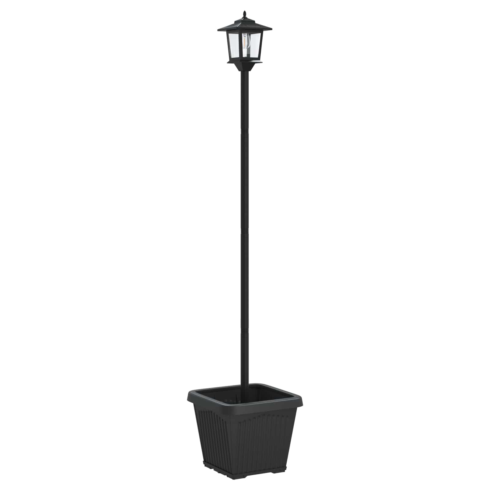 Solarna lampa s postoljem i saksijom Crna 32 x 32 x 158 cm