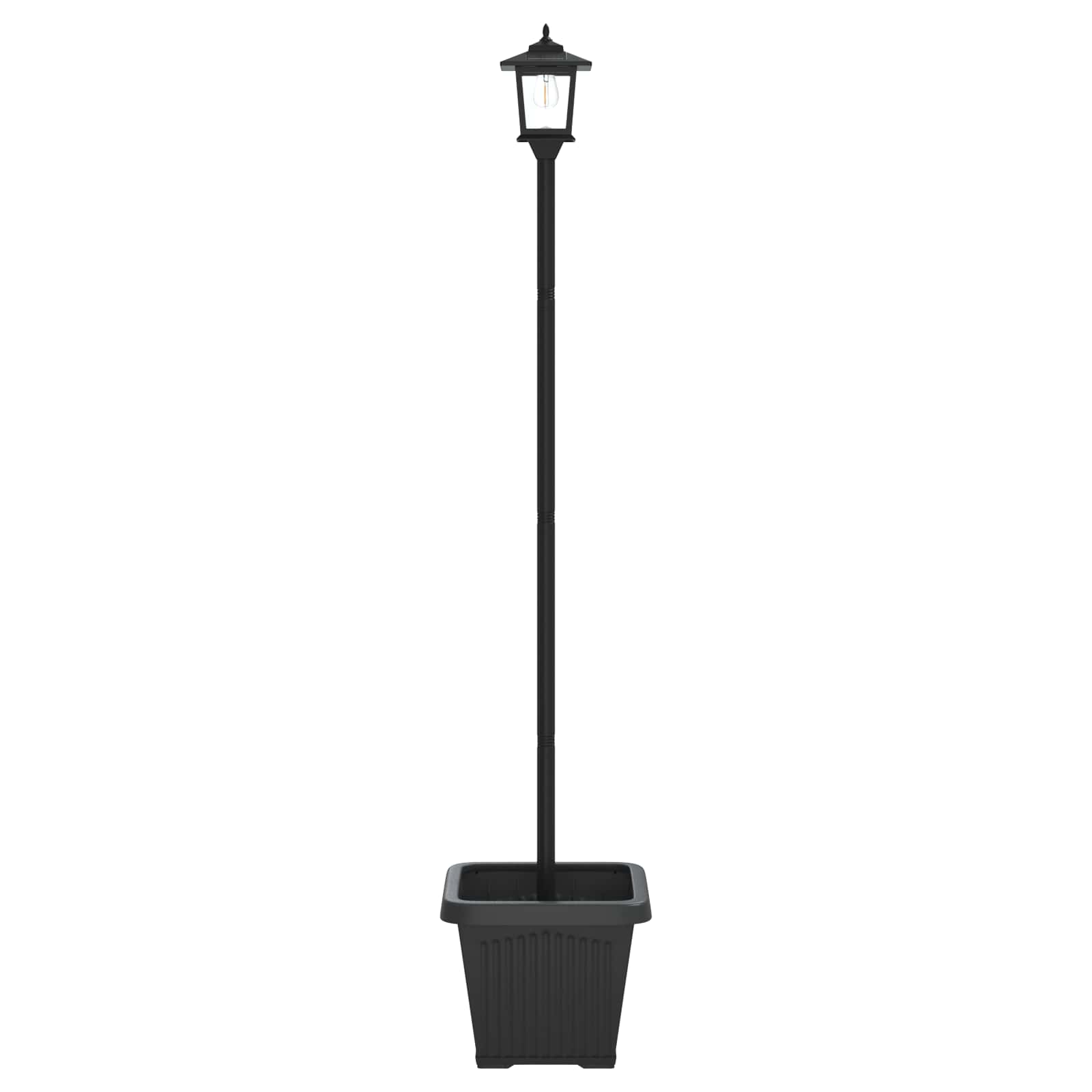 Solarna lampa s postoljem i saksijom Crna 32 x 32 x 158 cm